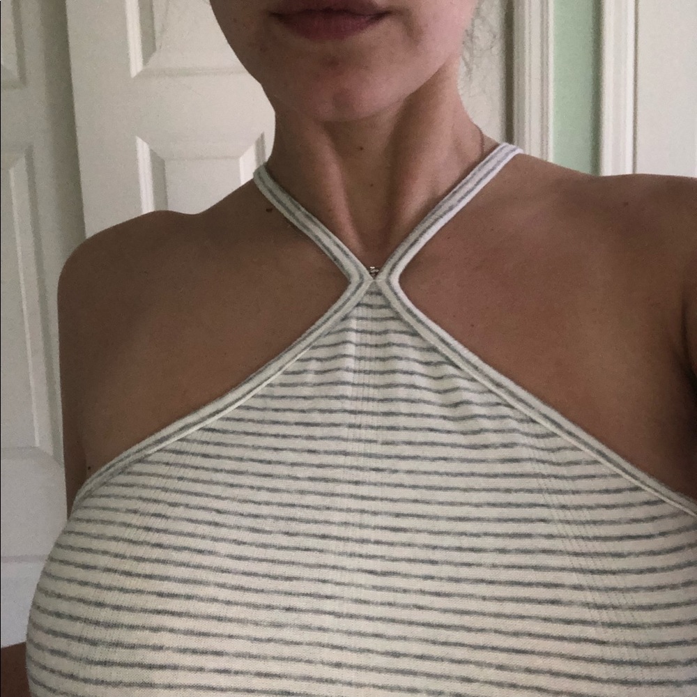 Stripped crop top halter!
